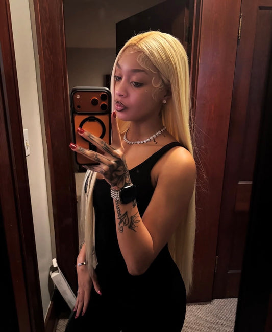 40 inch Blonde “613” Synthetic T-Part Wig