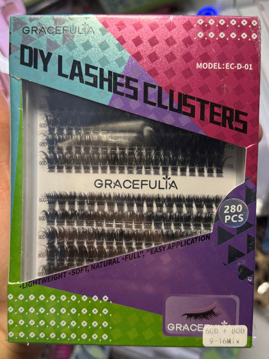 2 Different Styles Full Light Weight 9-16MM Lash Clusters / GRACEFULIA Brand