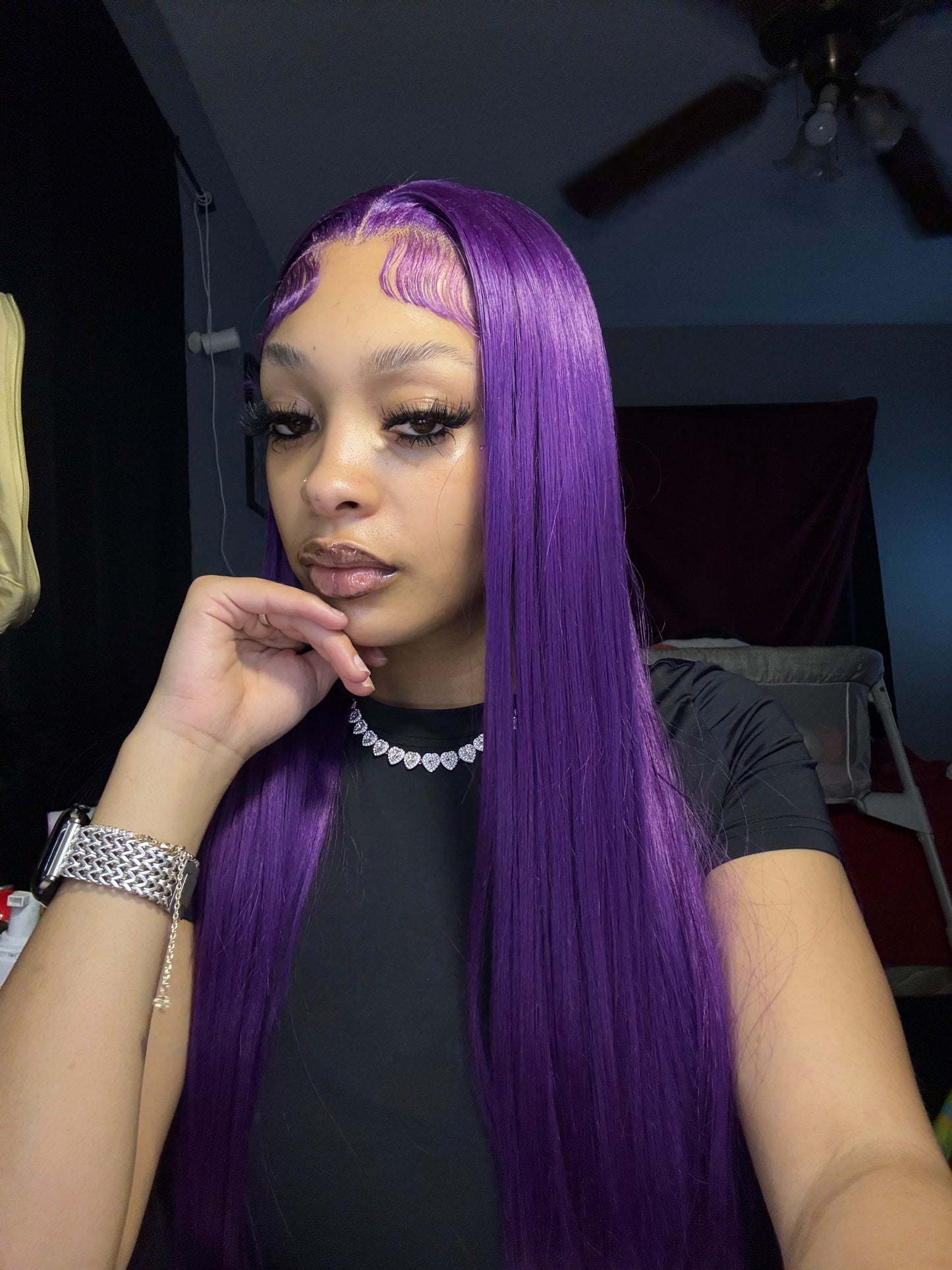 Purple 13x4 28 Inch Long Synthetic Wig